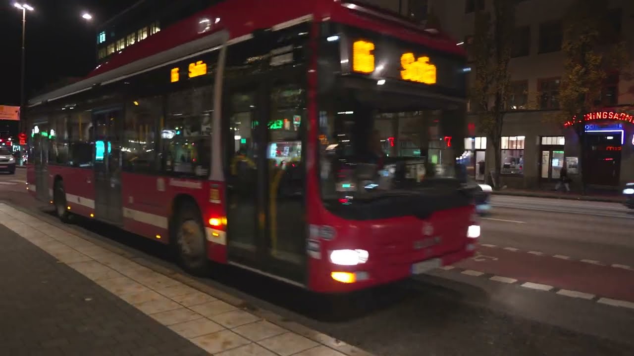 Sweden, Stockholm, bus 66 night ride from Hornstull to Krukmakargatan