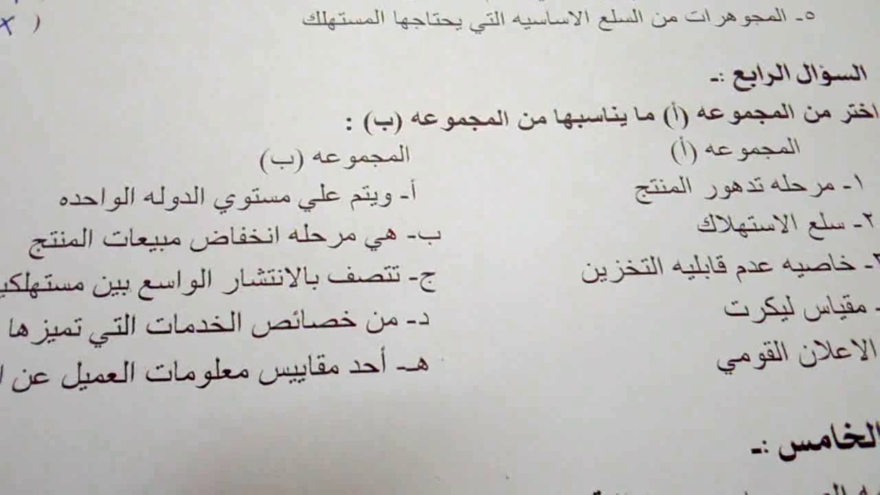 إجابة امتحان الدعاية والاعلان الصف الثانى - ترم اول