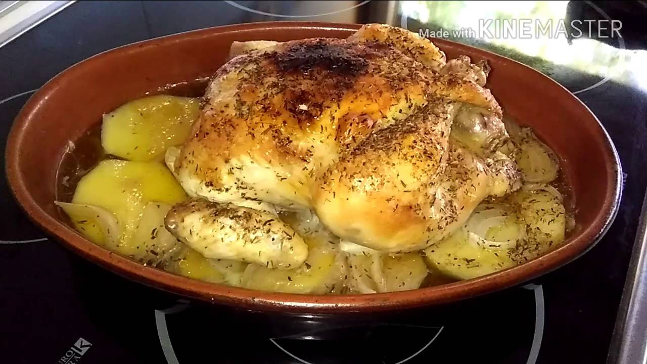 POLLO EN CAMA DE PATATAS Y CEBOLLA, FÁCIL Y RÁPIDO