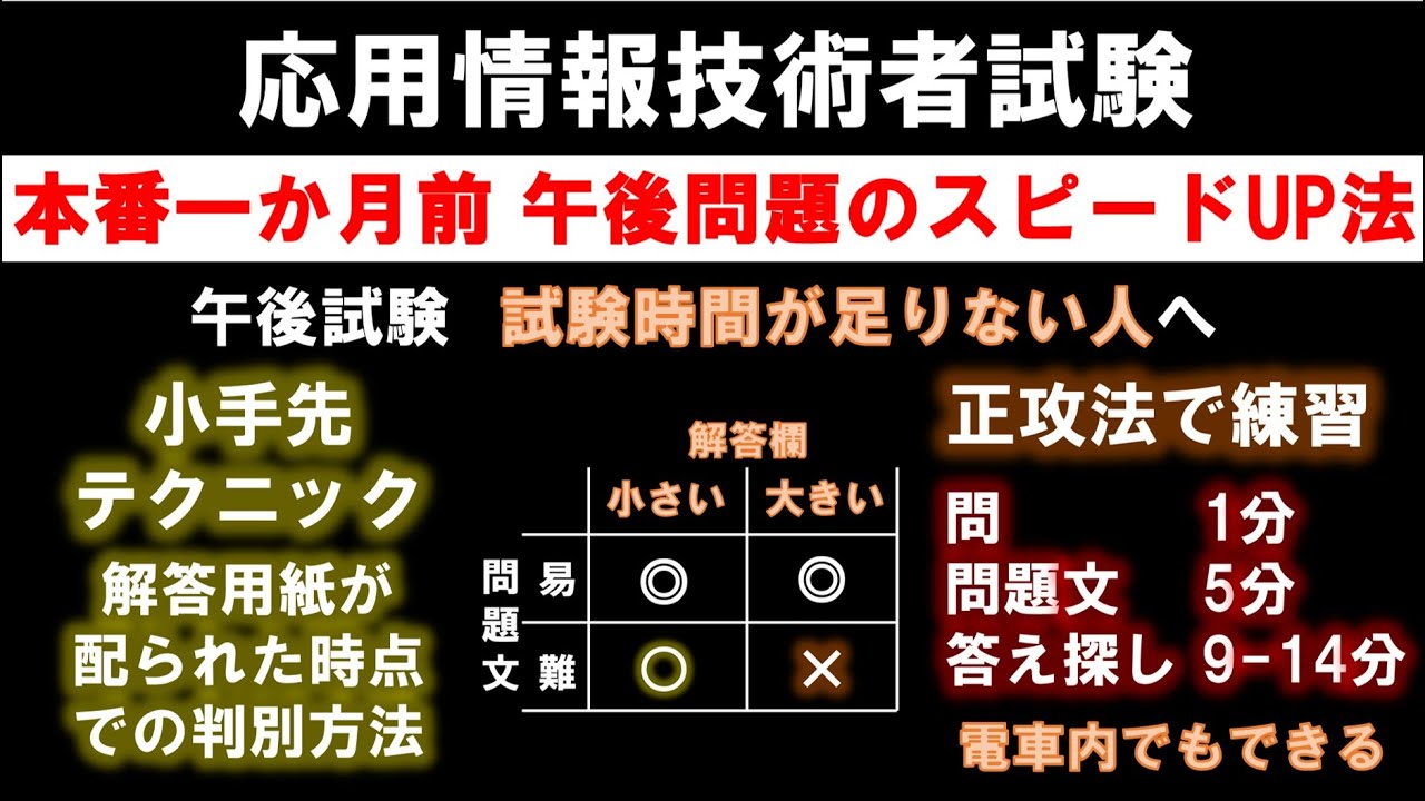 応用情報試験一か月前からの午後試験スピードUPテク -応用情報に合格するための動画その9-