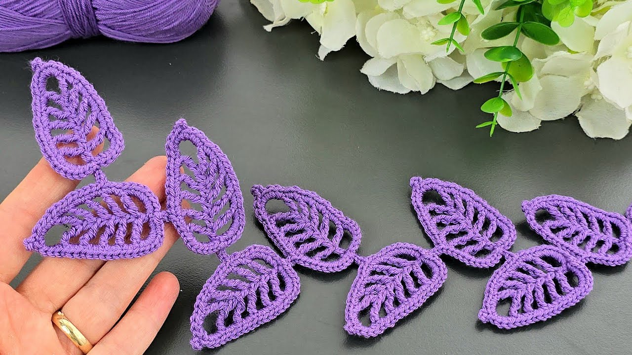 Super Beautiful 🥰 Create Adorable Purple Crochet Leaves From Scratch Easily