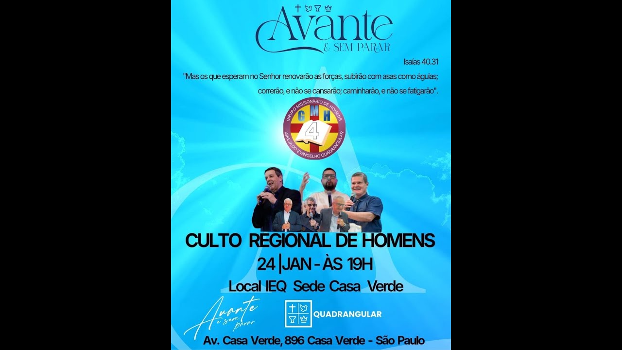 Culto Homem IEQ GMH Região 502 -  24/01/26 - Sábado  -  19HS