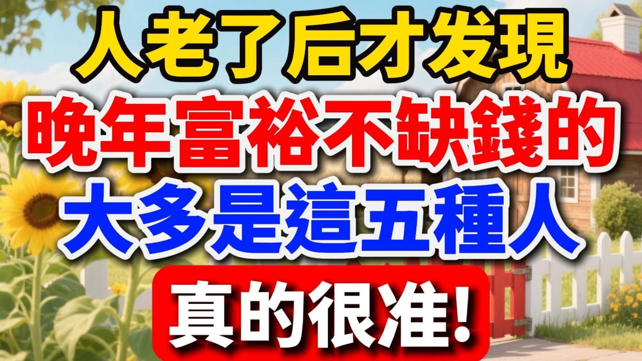 人老了後才發現，晚年富裕不缺錢的大多是這五種人，真的很準!【慢煮時光】#晚年生活 #人生智慧 #退休理財 #情感故事 #為人處世 #生活經驗 #幸福人生 #人生感悟