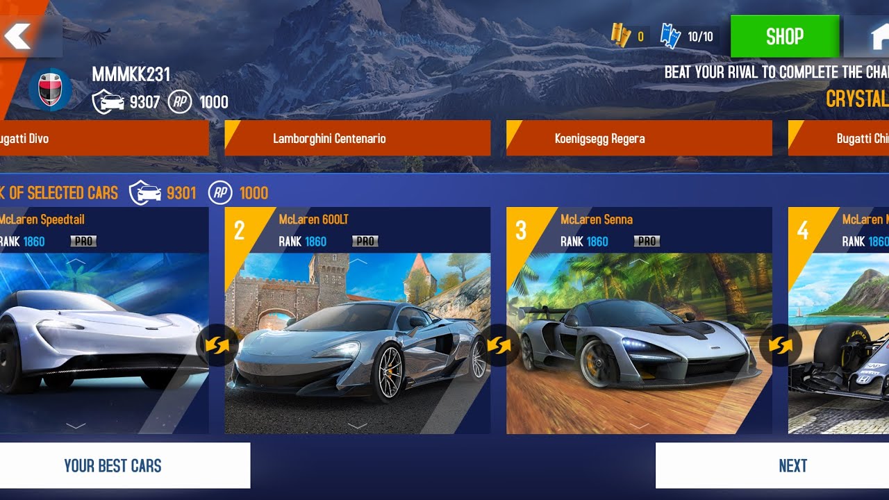 Asphalt 8, All McLaren Team Gauntlet Races😎✌️