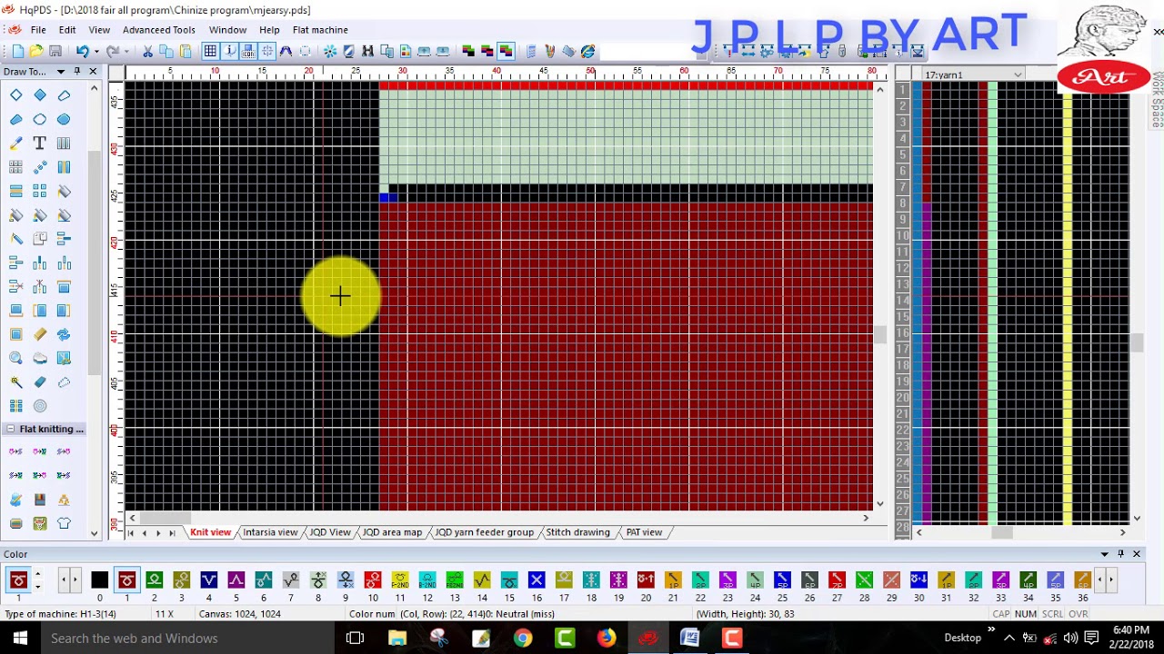 How to create a simple program in HQ PDS -sweater program -Jacquard Machine