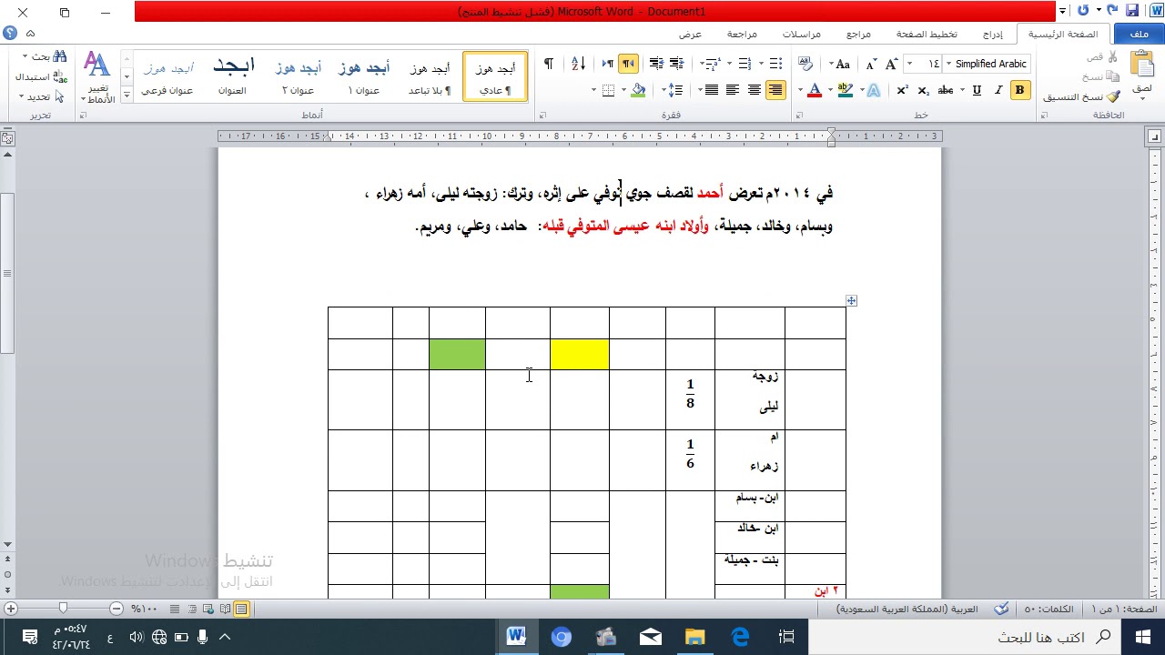 حل فرضية تحتوي على الوصية الواجبة