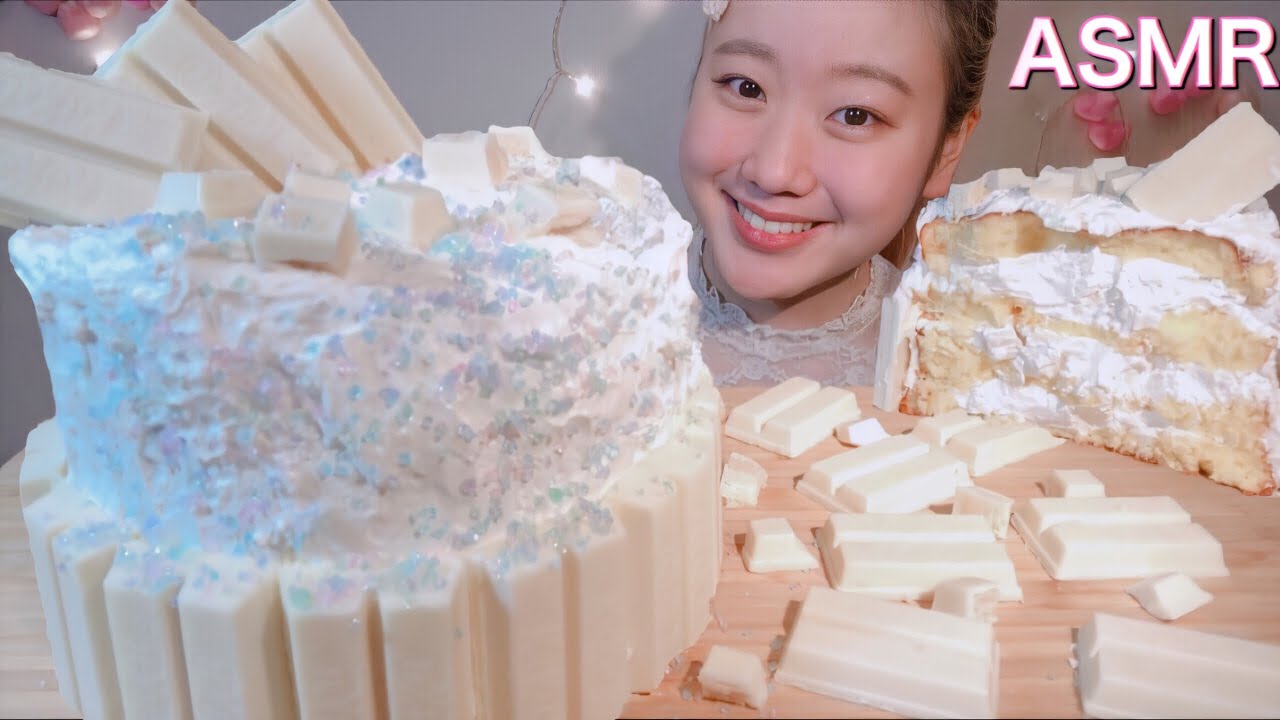 ASMR オーロラケーキ Aurora cake【咀嚼音/Mukbang/Eating Sounds】