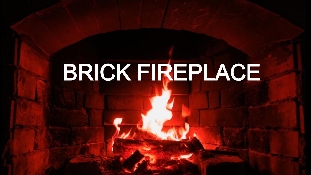 NO ADS | 3 Hours | Brick Fireplace with Burning Wood | Cozy Night Ambience