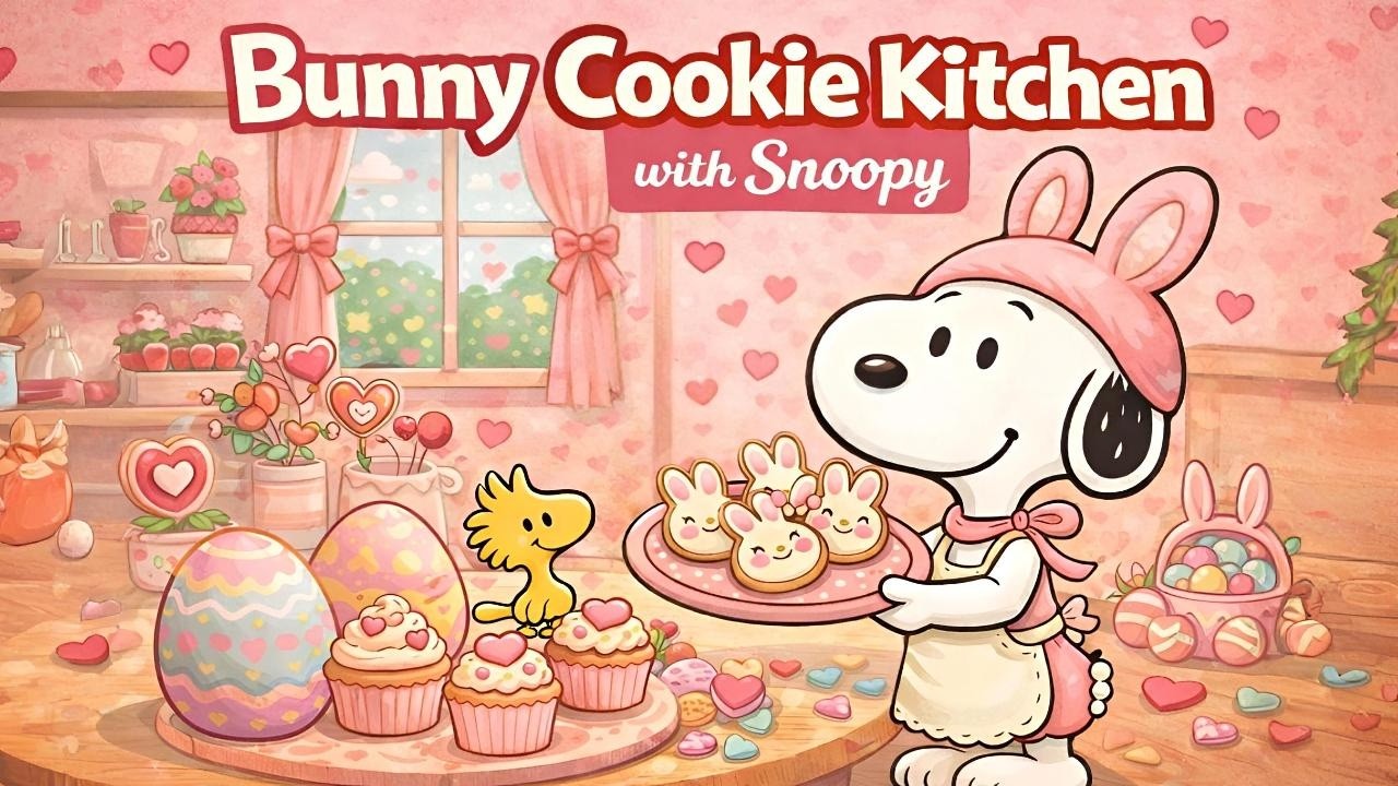 Easter Bunny Cookie Baking Jazz with Snoopy 🐰 Cozy Spring Kitchen Music for Relax Study Happy Mood