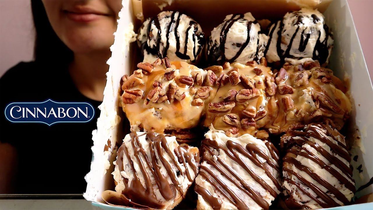 ASMR EATING Cinnabon (Minibon Roll, Mini Chocobon and Mini Caramel PecanBon) - MUKBANG | MaltASMR