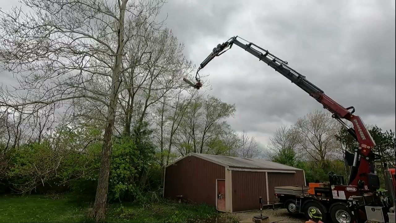 3 Trees Removed Using Crane Grapple Truck - ISA Certified Arborist - Certified Crane Operater -