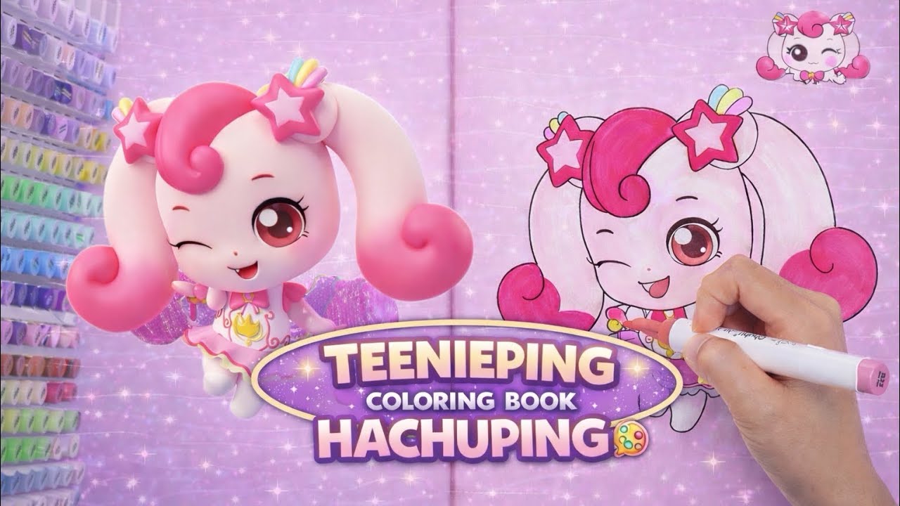 TEENIEPING Coloring Book 💗 Hachuping Coloring ASMR 🎨 | Soft OST (10 Min) #teenieping #colors 