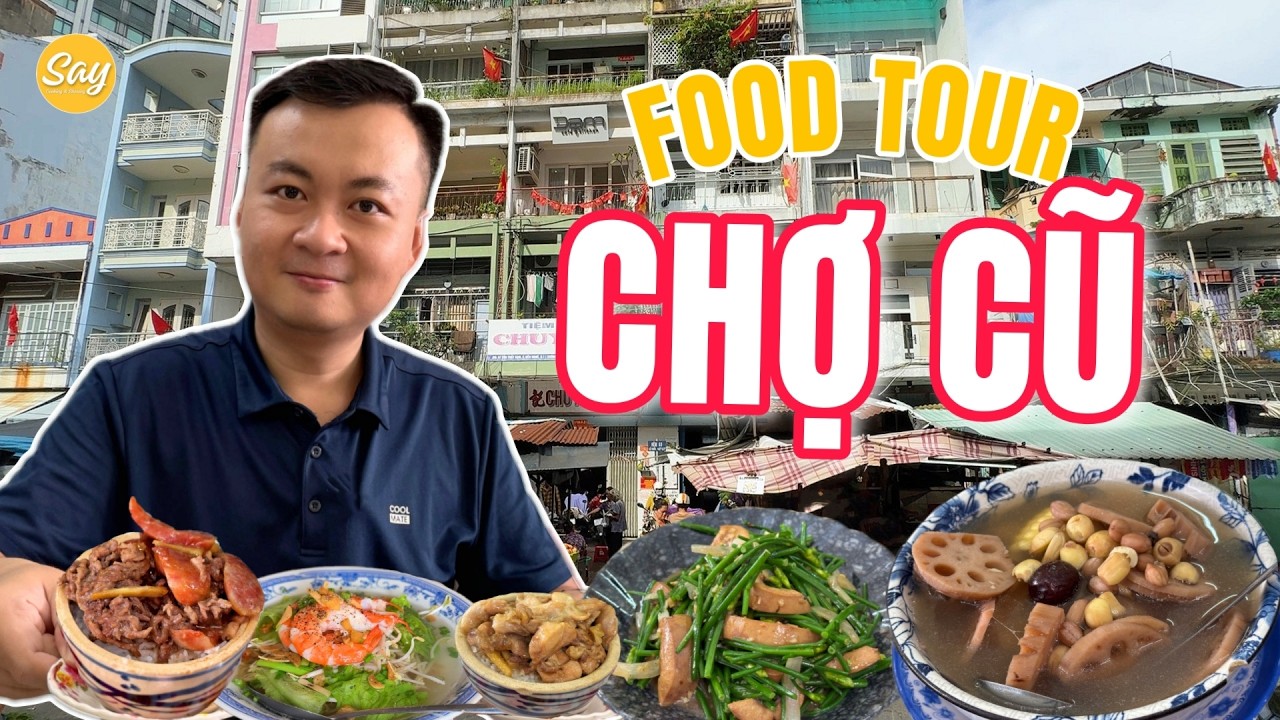 Food Tour Chợ Cũ Sài Gòn | Hủ Tiếu Mì Kiểu Xưa, Cơm Thố 70 Năm, Cafe Ngắm Bitexco & Bánh Huế Mặn Mà