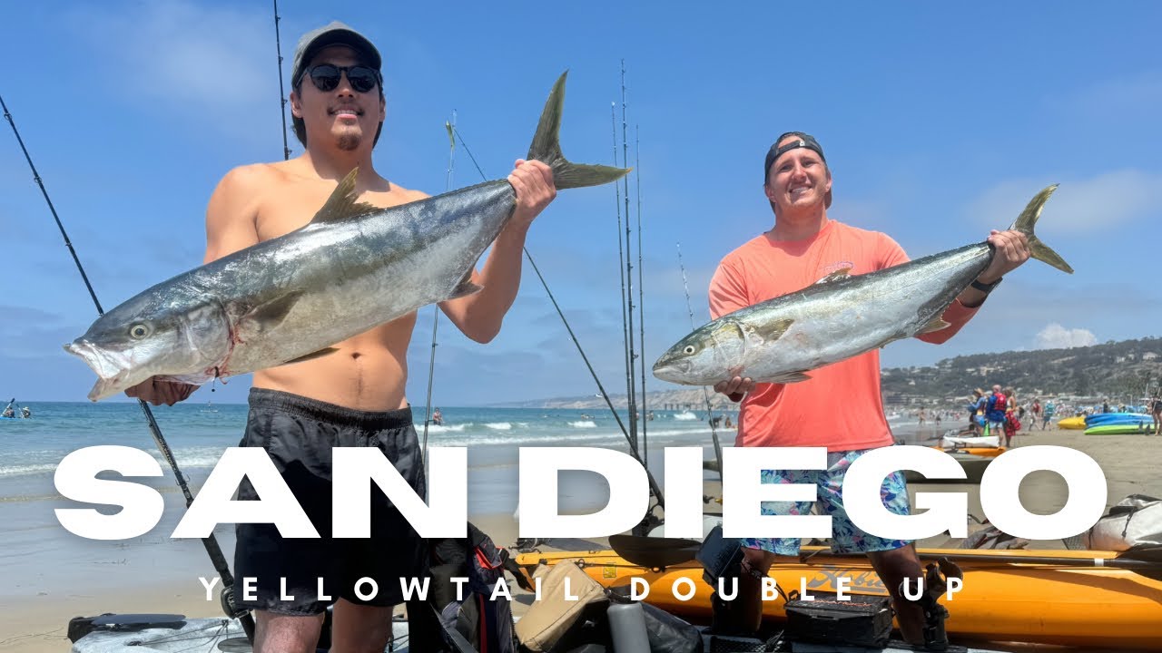 My BEST day of Kayak fishing ever!! (La Jolla yellowtail doubles!)