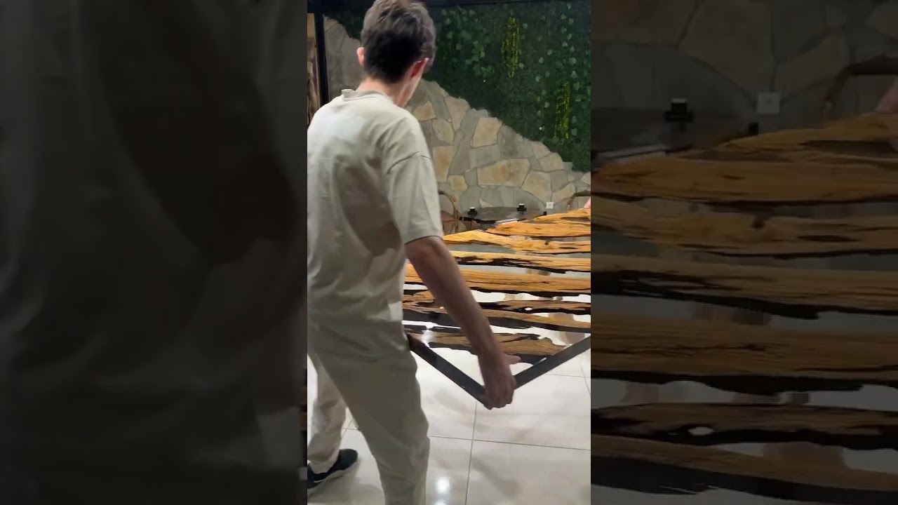 Olive Wood Dining Table with Clear Epoxy #diningtable #epoxytable #resin #woodtable #handmade #epoxy