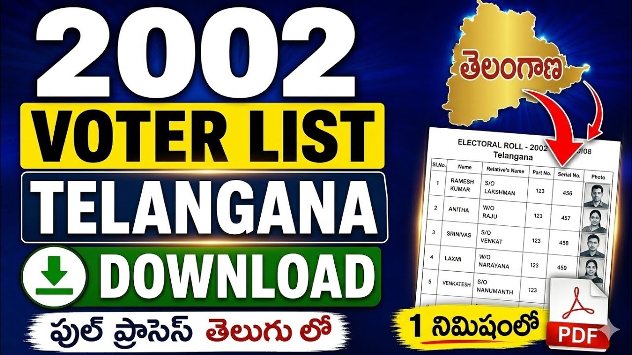 👉 2002 Voter List Telangana Download Telugu | SIR 2026 Full Process
