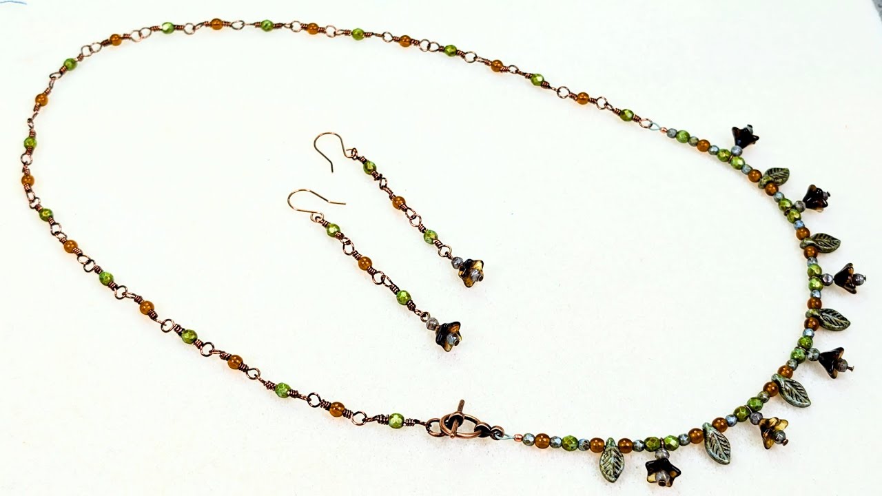 Front -close beaded chain necklace and dangle earrings with Dollar Bead Box