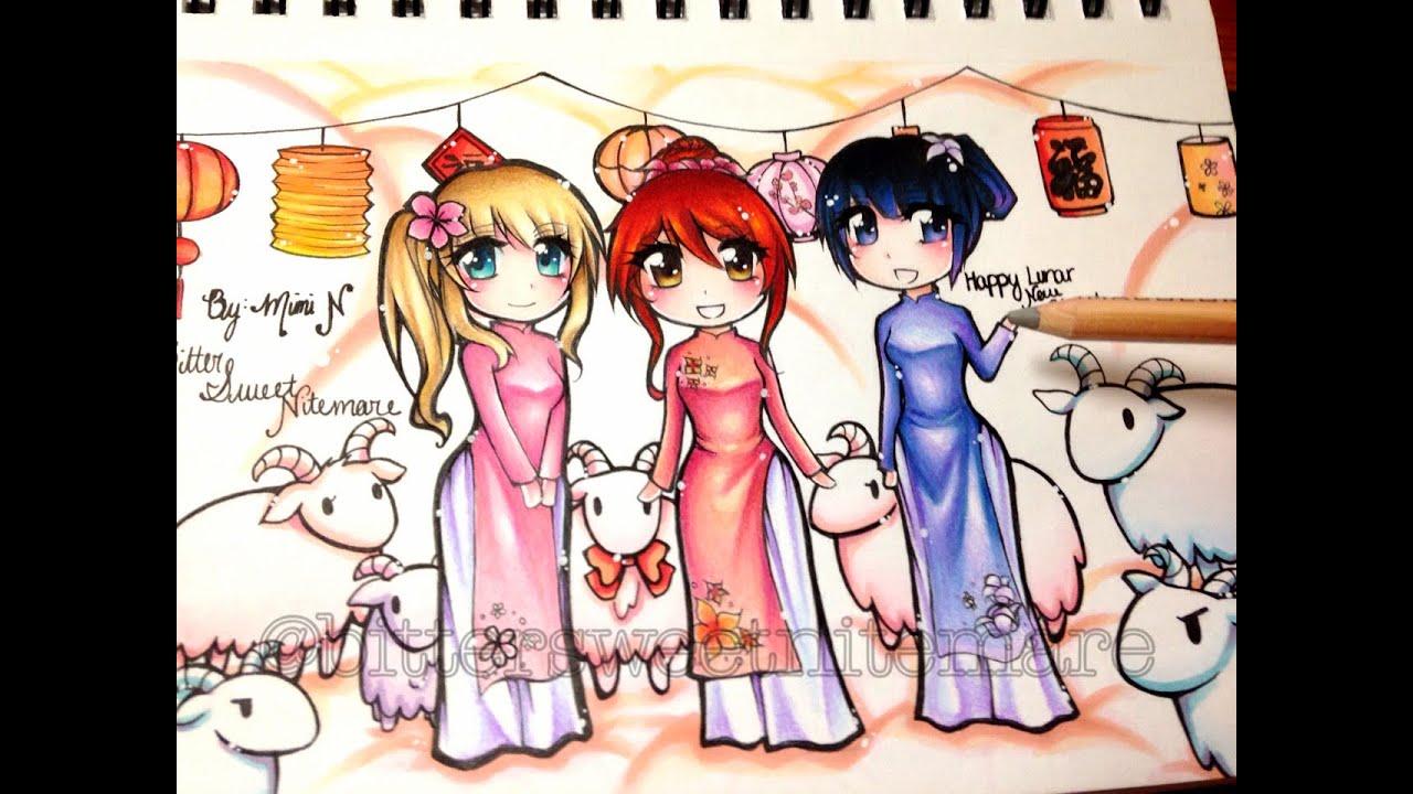 Manga Drawing: Lunar New Year [Colored Pencil, Watercolor, Marker]