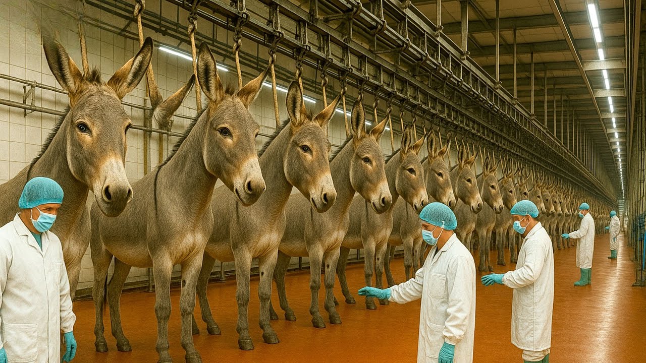 Inside the Modern Donkey Factory | From Farming to Meat, Milk & Leather Processing – Full Process