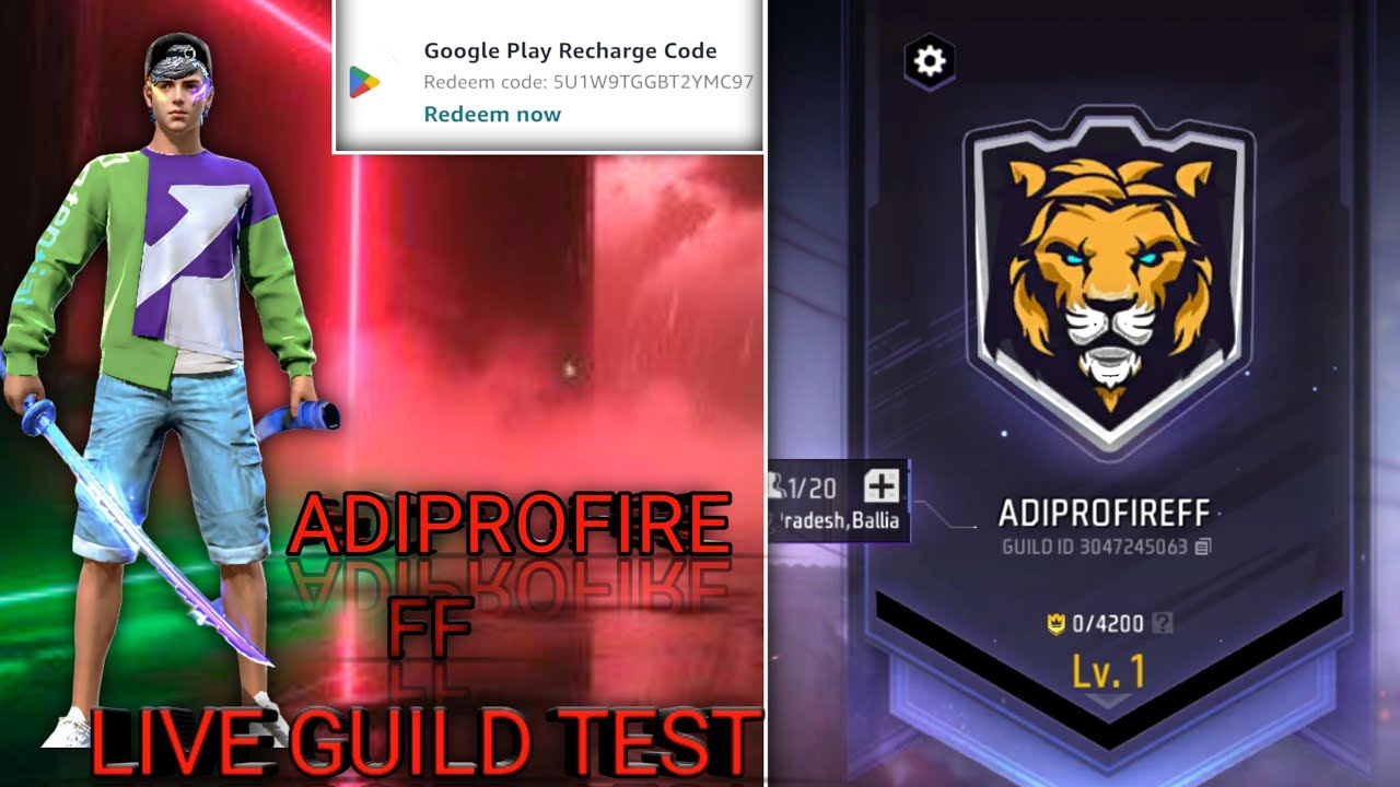 Free Fire Live Guild Test 1vS 4 😎