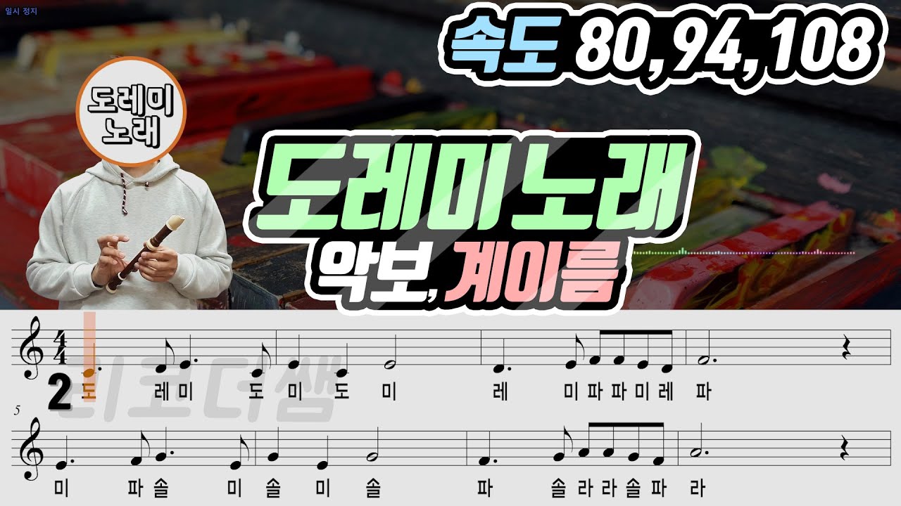 도레미 노래(사운드 오브 뮤직OST) 악보 리코더 연주(속도 3가지)