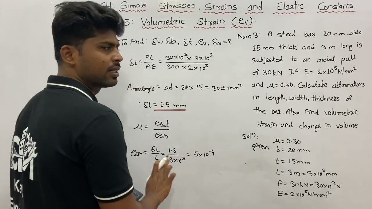 Numerical 03: Volumetric Strain || MSBTE Diploma || SOM || BE || B-TECH || elastic constant 