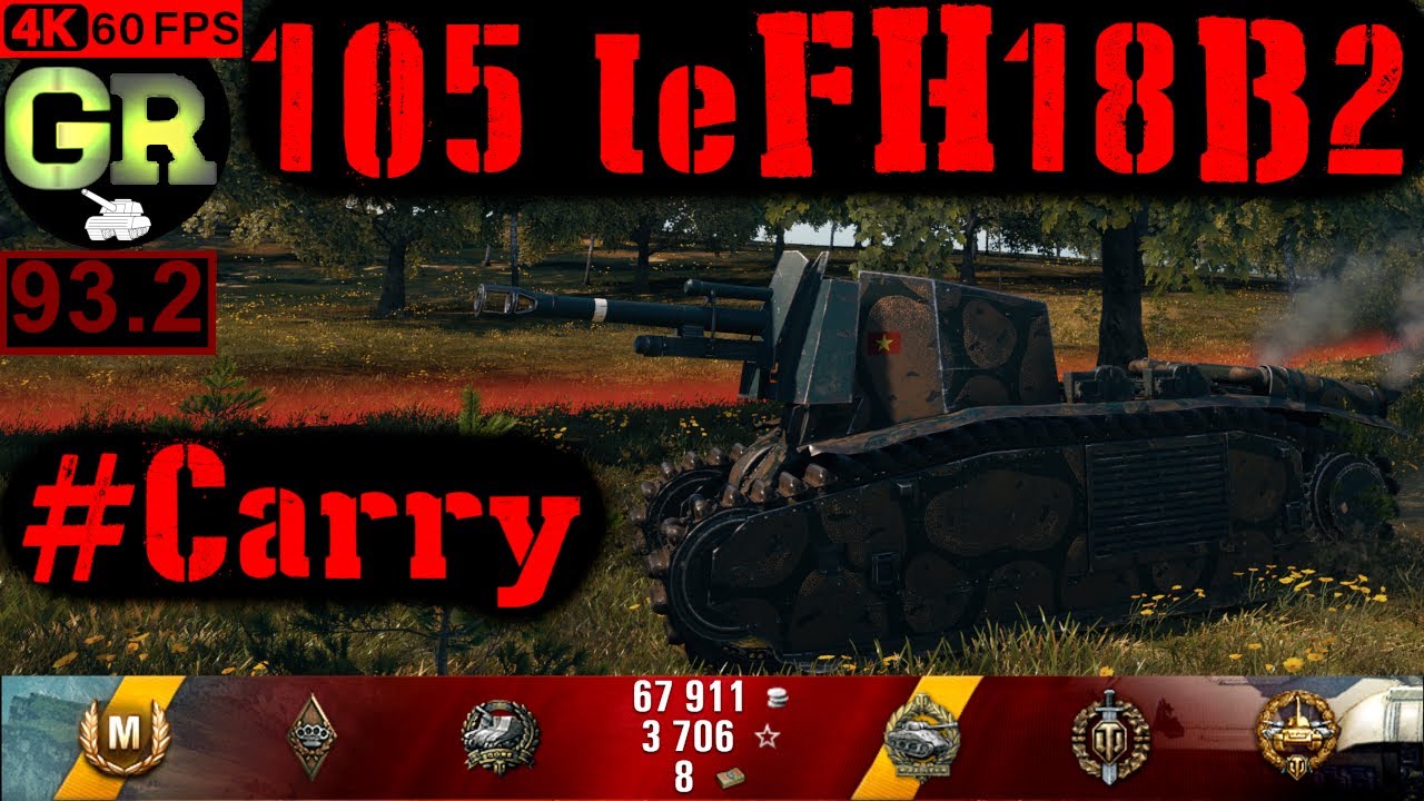 World of Tanks 105 leFH18B2 WoT Replay - 8 Kills 3.5K DMG(Patch 1.4.0)