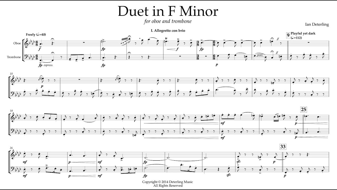 Duet for Oboe and Trombone in F Minor - Deterling