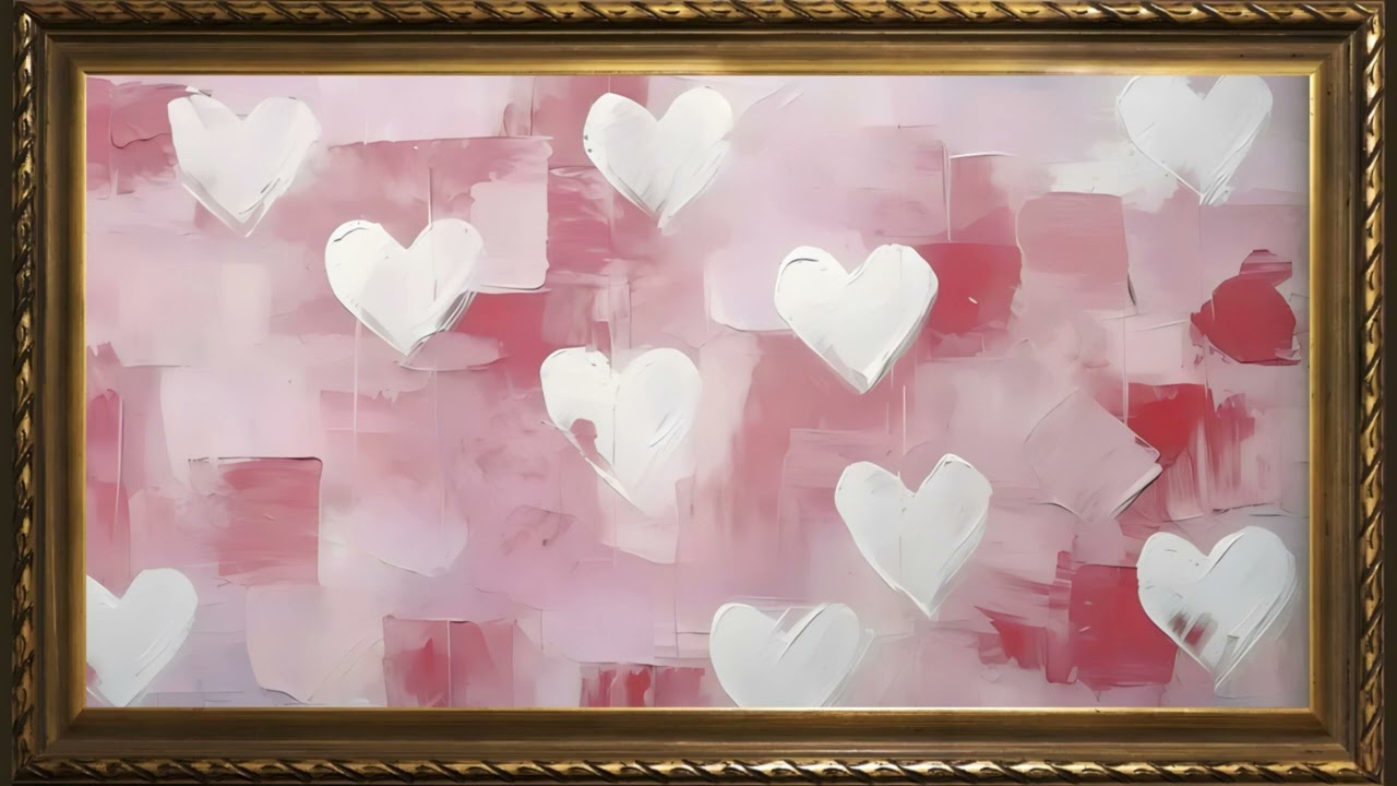 CASCADING HEARTS | FRAMED TV ART WALLPAPER SCREENSAVER BACKGROUND | VALENTINE'S DAY | 2 HRS
