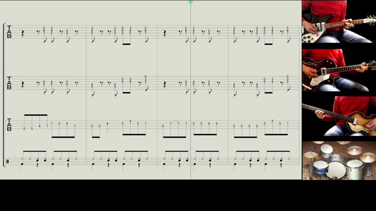 How to play : Twist And Shout - The Beatles - guitar, bass, drums