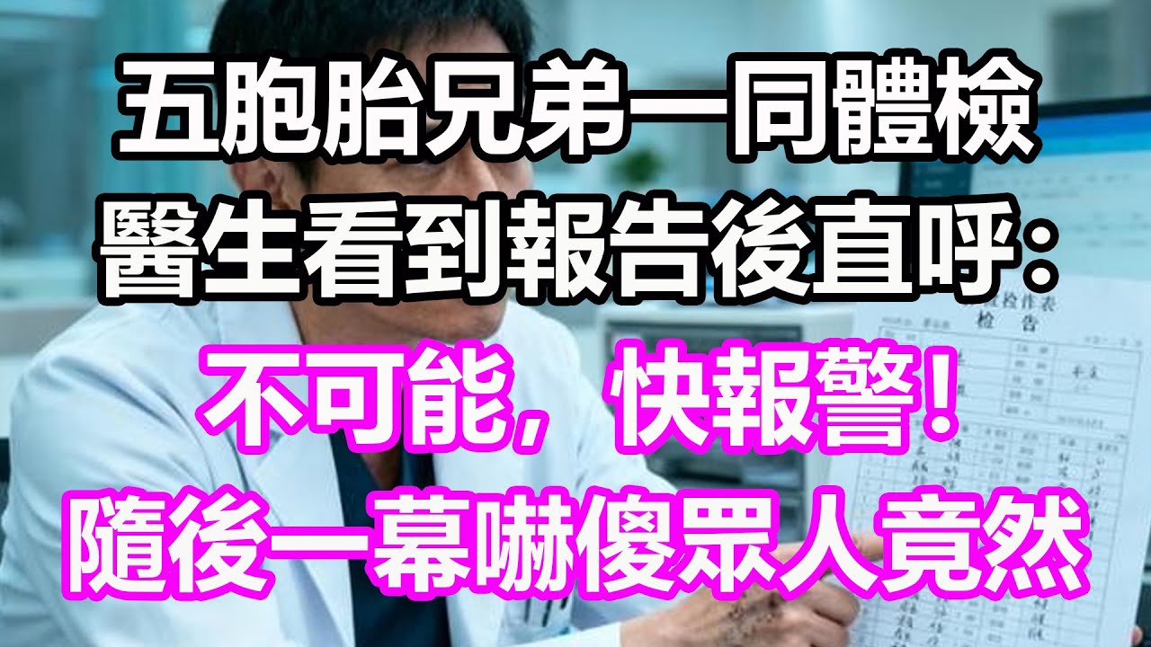 五胞胎兄弟一同體檢，醫生看到報告後直呼：不可能，快報警！隨後一幕嚇傻眾人，竟然...#淺談人生#民間故事#孝顺#儿女#讀書#養生#深夜淺讀#情感故事#房产#晚年哲理#中老年心語#養老#真實故事