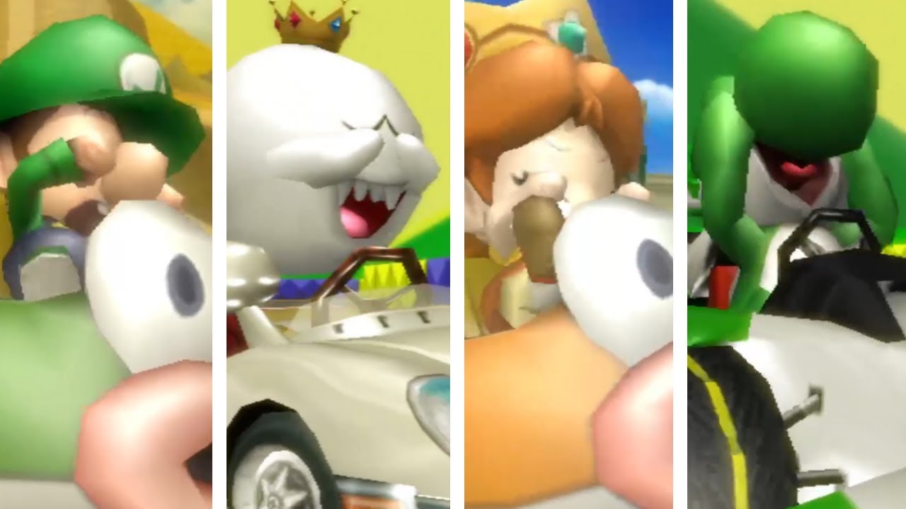 Mario Kart Wii Mirror - All Giant Characters Losing Animations (Karts)