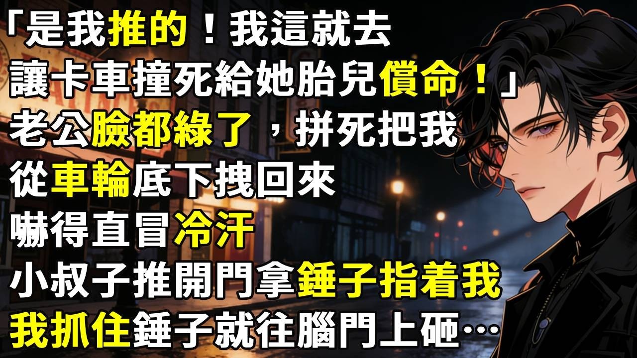 「是我推的！我這就去，讓大卡車撞死給她胎兒償命！」老公臉都綠了，拼死把我，從車輪底下拽回來，嚇得直冒冷汗。小叔子推開門拿錘子指着我，我猛地坐起抓住錘子就往腦門上砸&hellip;