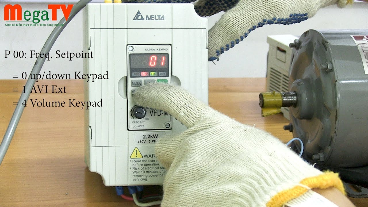 Delta VFD M, Hướng dẫn cài đặt chi tiết Biến tần Delta VFD M, có đấu nối điều khiển