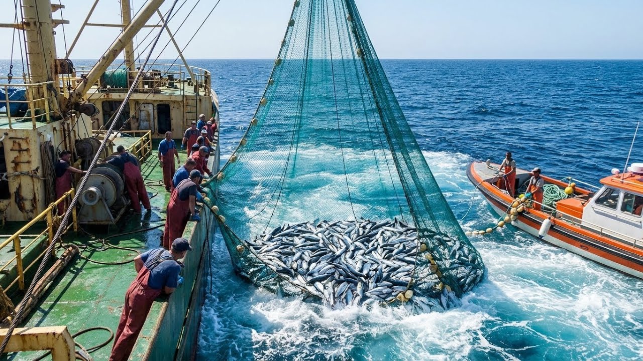 CATCHING 100 TONS OF TUNA: The Steel Ring Trap Hunting Giant Bluefin Tuna in the Open Ocean!