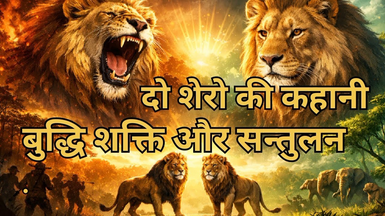 “दो शेरों की कहानी – शक्ति, बुद्धि और संतुलन की प्रेरक कथा”