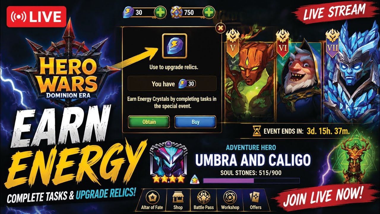 🔥 Hero Wars LIVE | EARN ENERGY NOW! | Best Way to Get Energy Crystals Need #LiveStream