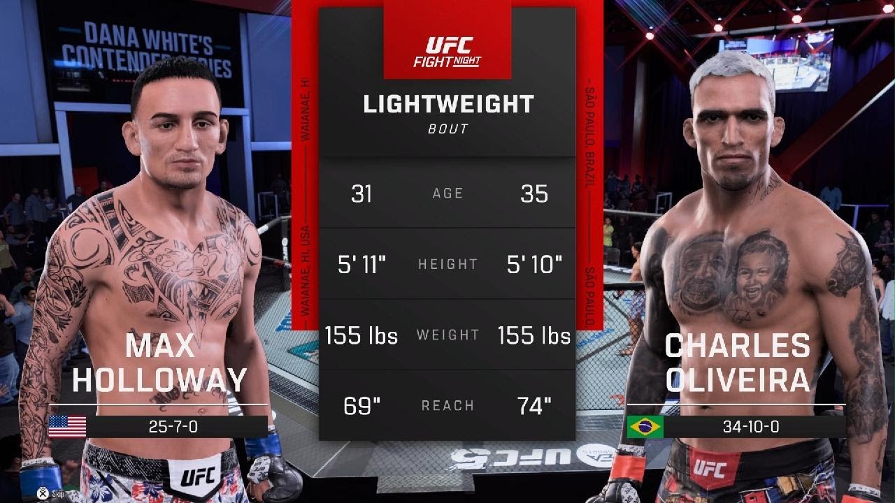 Max Holloway vs Charles olivera UFC 326 Simulation FIGHT
