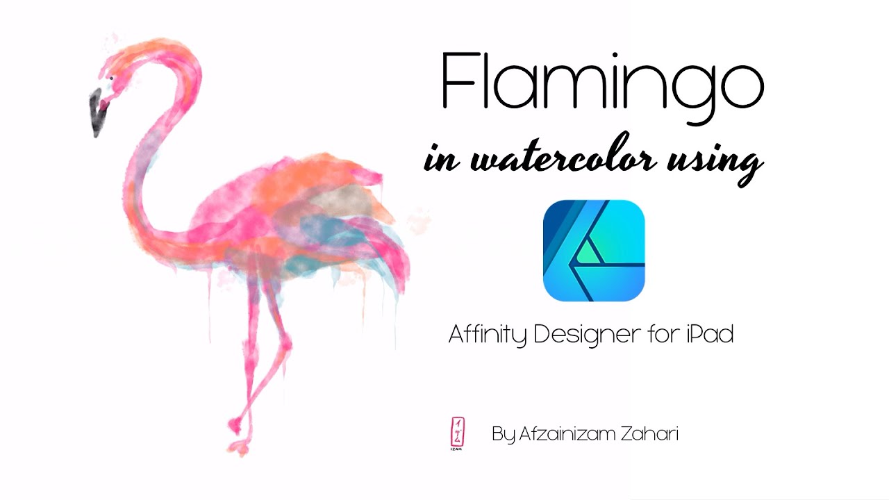 Using Affinity Designer for iPad to paint a FLAMINGO in watercolor