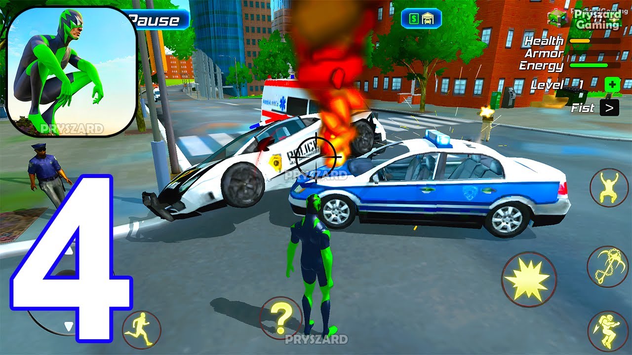 Rope Frog Ninja Hero Car Vegas - Gameplay Part 4 Crime Vegas City Superhero Simulator, Bike & Car