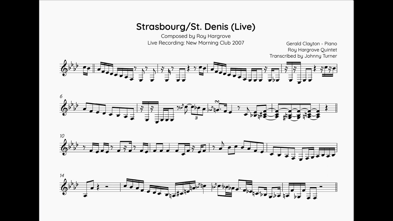 Gerald Clayton Piano Solo Transcription - Strasbourg/St. Denis