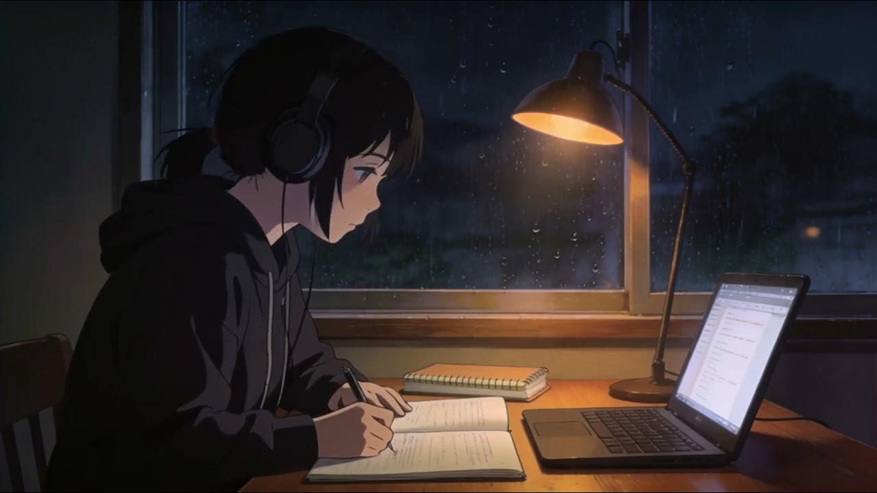 🌙Rainy Night Study Lo-Fi 🌧️🌙 | Calm Beats to Focus | Midnight Desk 