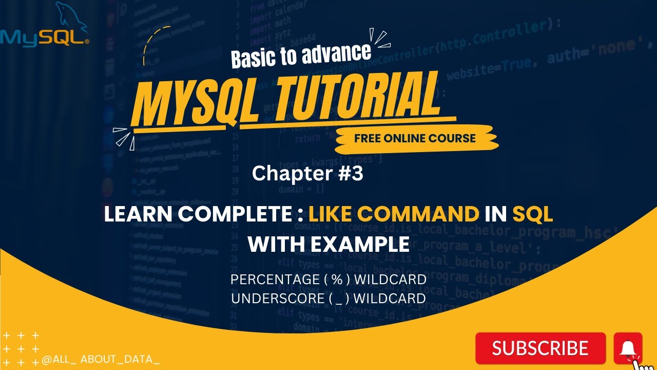 Chapter-3 : LIKE command and wildcard characters in SQL  with example | #sql #mysql