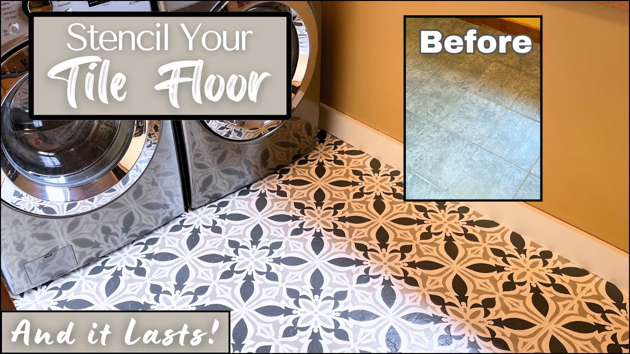 Как расписать плиточный пол с помощью трафаретов Cutting Edge Stencils Aloha Tile Stencil и краск...