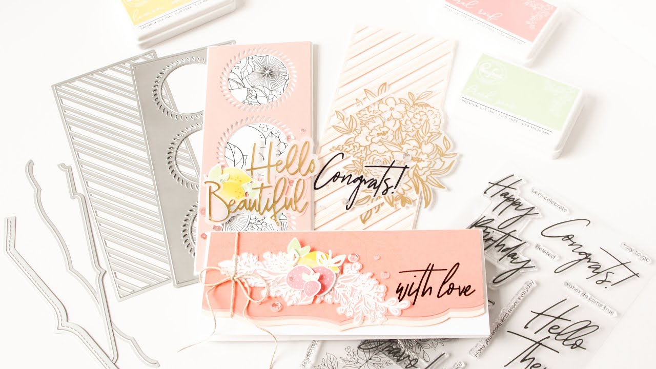 Slimline Cards Featuring PinkFresh Studio Essentials Slim Cuts Release