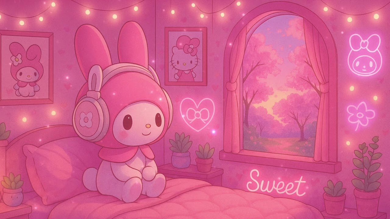 🎀Studying in My Melody’s cottage🐰🌼| cozy lofi playlist for soft girl study sessions