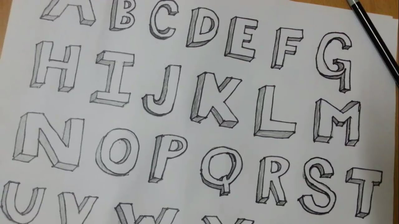 How to draw alphabet letters A - Z in 3D