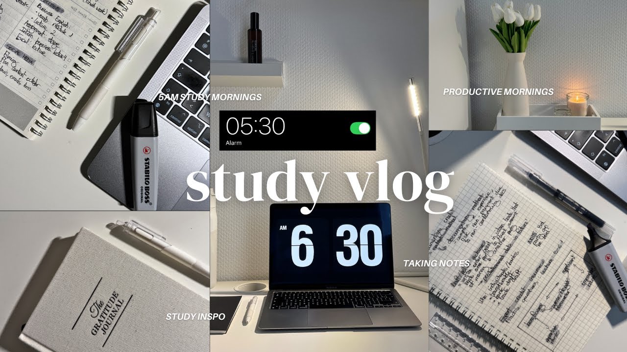 Study vlog | 5AM morning routine, studying, taking notes, study inspo