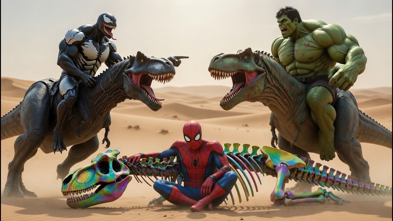 Hulk vs Venom vs Spider-Man: EPIC DINOSAUR RACE! 🦖 Dino Evolution Upgrade