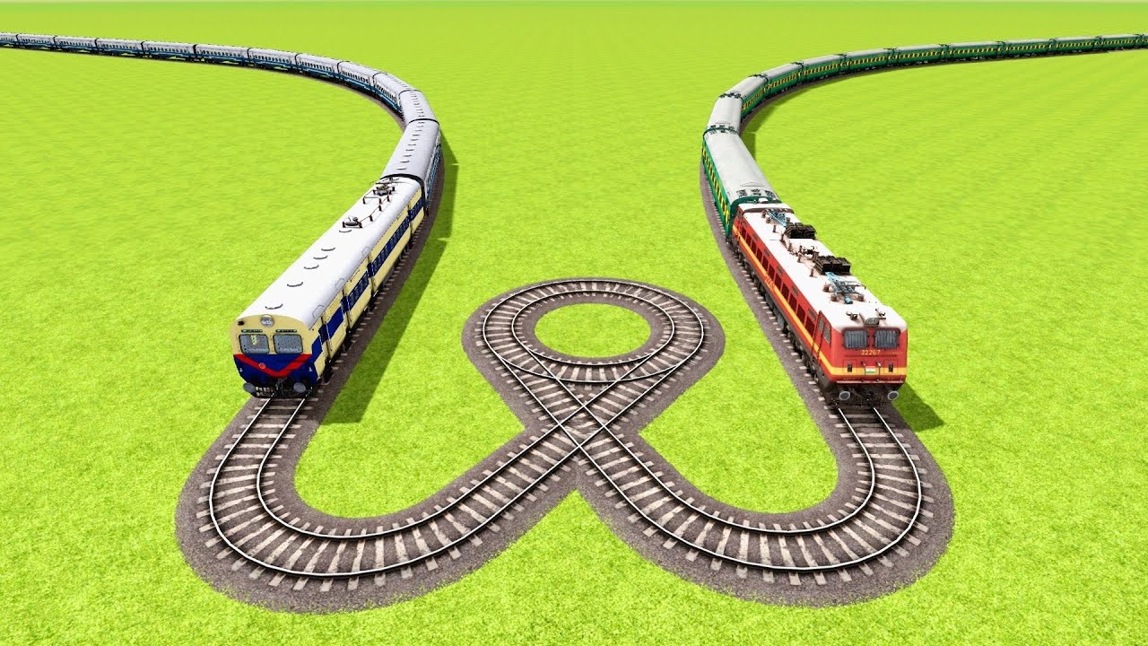 TWO CRAZY TRAINS OVERLAPPED ON THE BIGGEST RISKY CIRCULAR LOOPING RAILROAD ▶️ Train Simulator